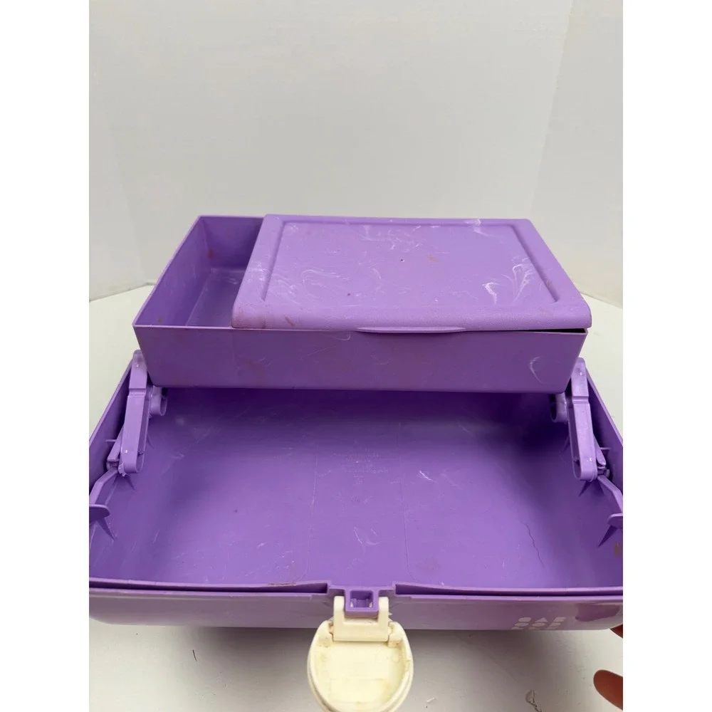 Vintage Caboodles Makeup Organizer Lilac Marble Purple Case Mirror 90s Style